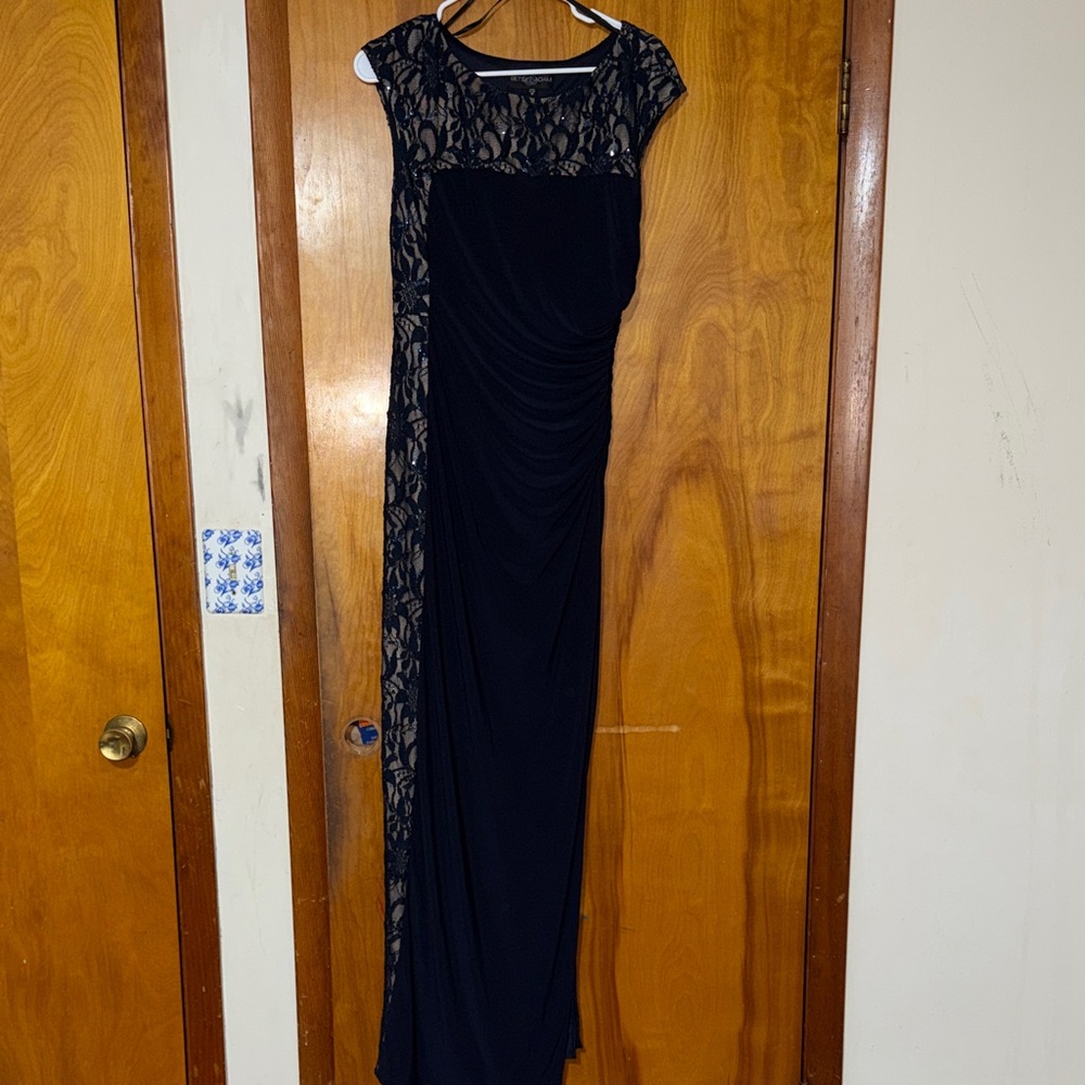 Elegant Black Lace-Accent Evening Gown